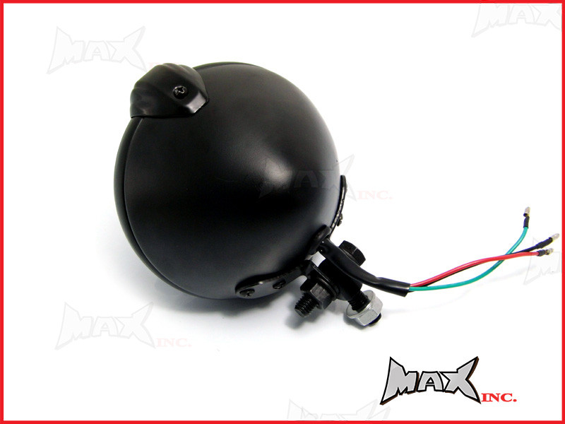 5 1/2" Bates Style Matte Black Metal Headlight - 12v / 35w