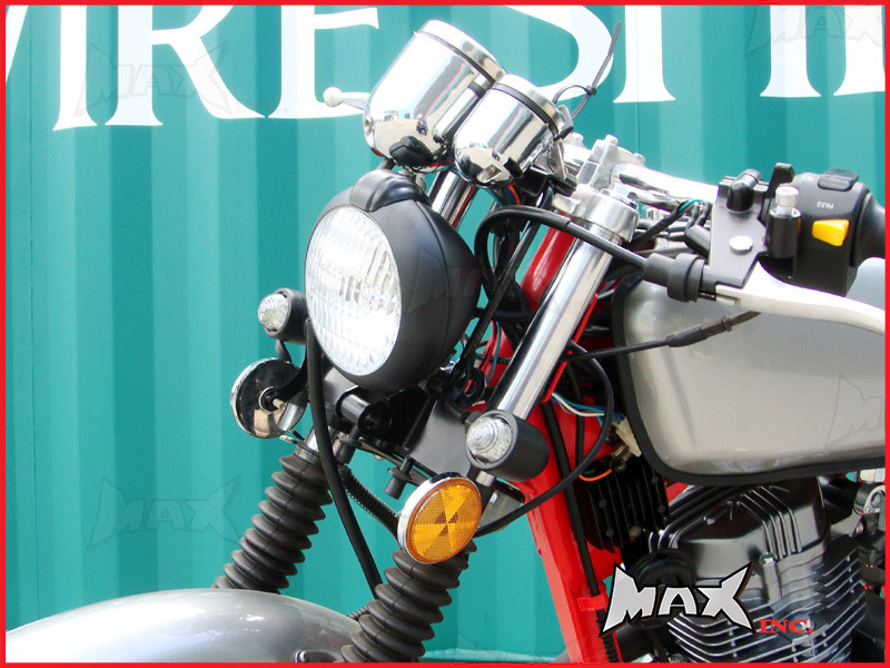 5 1/2" Bates Style Matte Black Metal Headlight - 12v / 35w