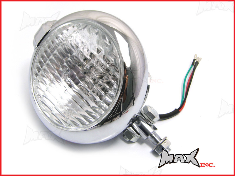 5 1/2" Bates Style Chrome Metal Headlight - 12v / 35w