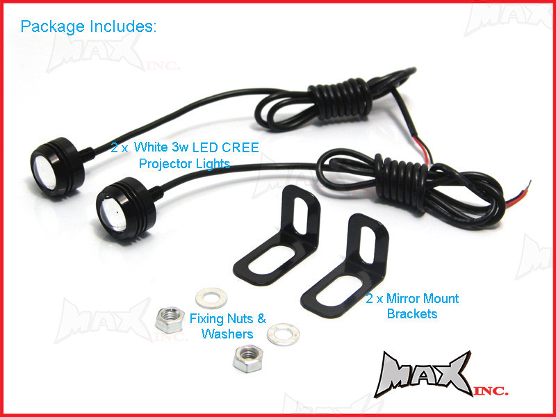 Super Bright White 3w CREE LED Mirror Mount Fog / Drl Lights