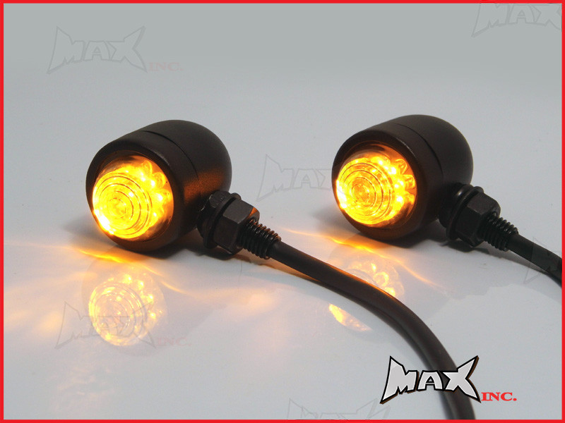 Matte Black Aluminium Classic Style LED Turn Signals / Indicators - Smoked Lense