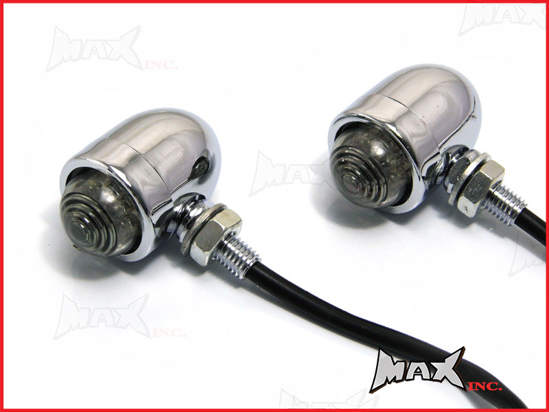 Chrome Aluminium Classic Style LED Turn Signals / Indicators - Smoked Lense