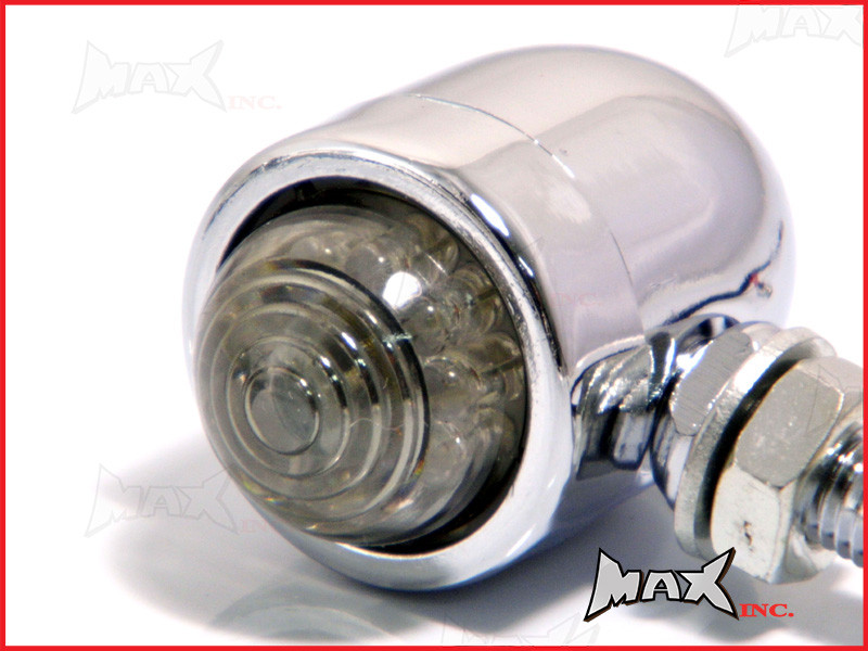 Chrome Aluminium Classic Style LED Turn Signals / Indicators - Smoked Lense