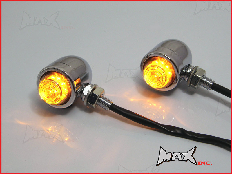 Chrome Aluminium Classic Style LED Turn Signals / Indicators - Smoked Lense