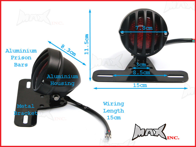 Matte Black Aluminium Prison Style LED Stop / Tail Light
