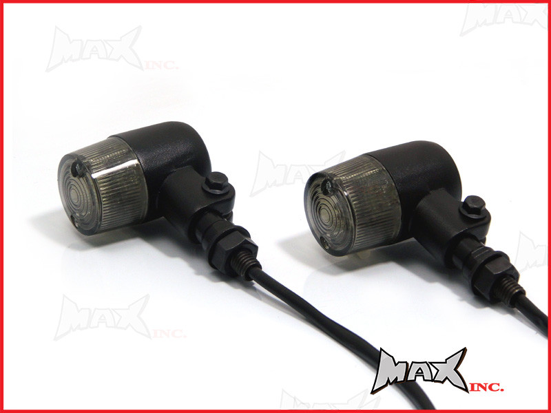 Matte Black Aluminium Classic Barrel LED Turn Signals / Indicators - Smoked Lense