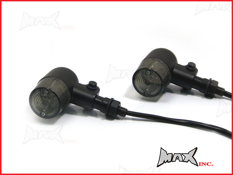 Matte Black Aluminium Classic Barrel LED Turn Signals / Indicators - Smoked Lense