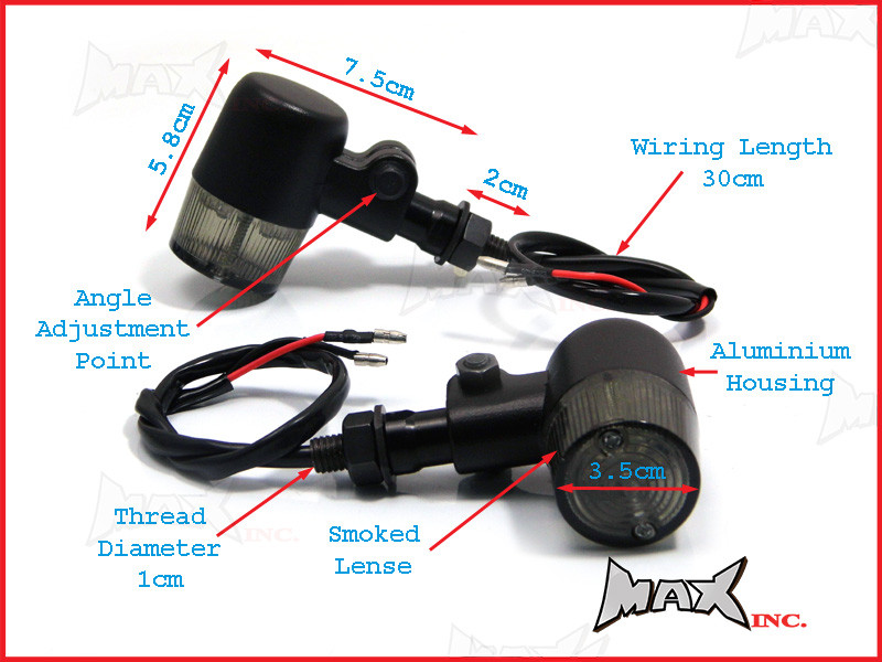 Matte Black Aluminium Classic Barrel LED Turn Signals / Indicators - Smoked Lense