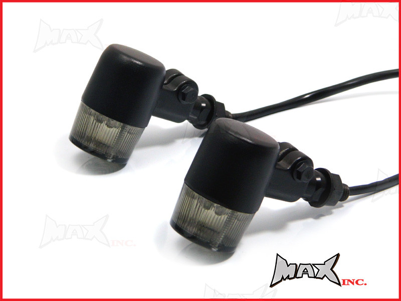 Matte Black Aluminium Classic Barrel LED Turn Signals / Indicators - Smoked Lense