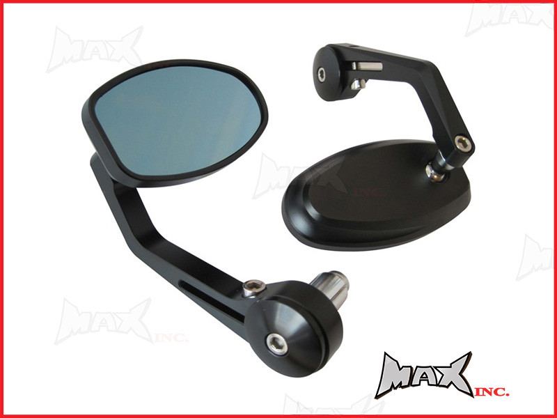 Pair Of Black CNC Machined Bar End Mirrors - High Quality