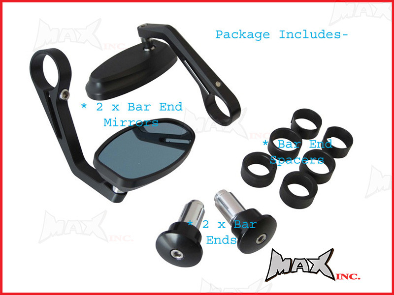 Pair Of Black CNC Machined Bar End Mirrors - High Quality