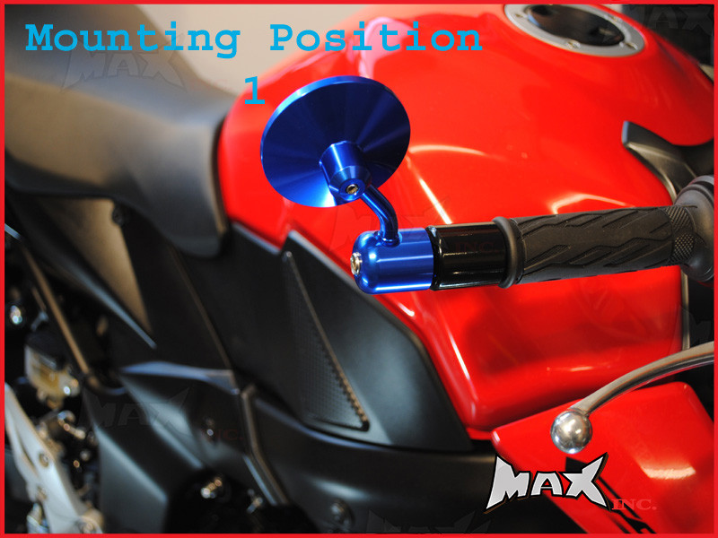 Pair Of Blue Round CNC Machined Bar End Mirrors