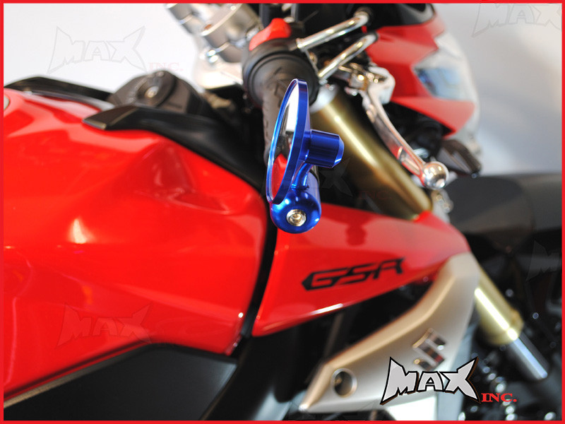 Pair Of Blue Round CNC Machined Bar End Mirrors