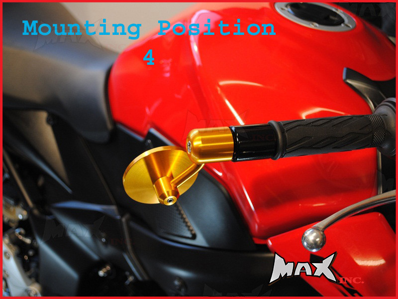 Pair Of Gold Round CNC Machined Bar End Mirrors