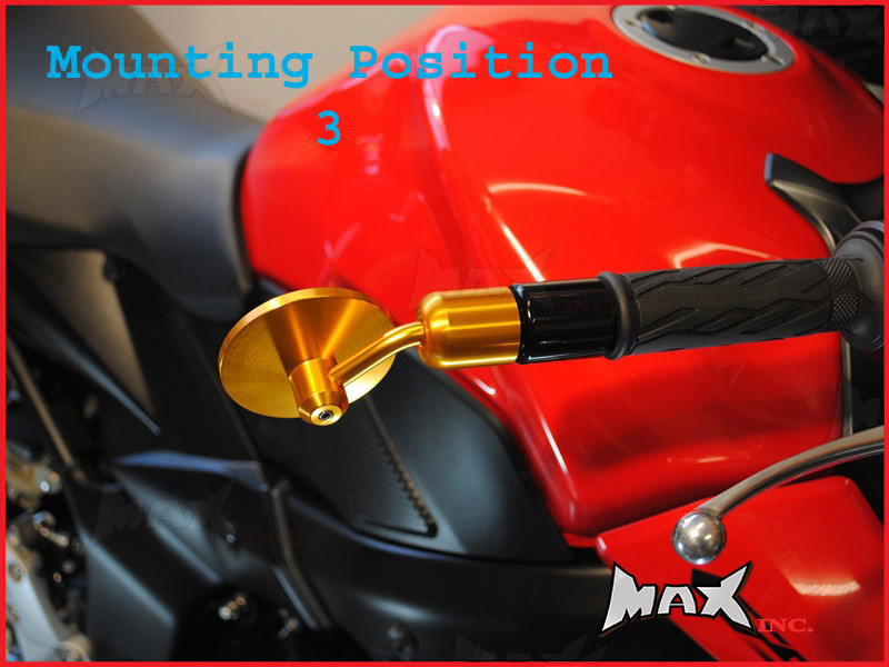 Pair Of Gold Round CNC Machined Bar End Mirrors