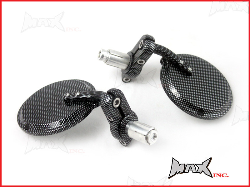 Pair Of Carbon Pattern Round Bar End Mirrors