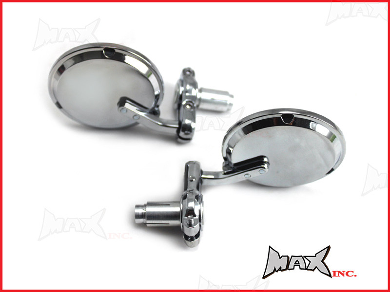 Pair Of Chrome Round Bar End Mirrors