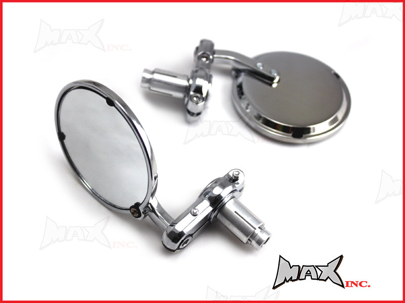 Pair Of Chrome Round Bar End Mirrors