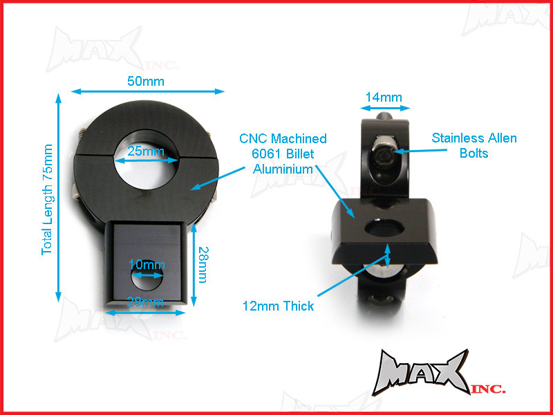 MAX High Quality CNC Machined Bar Mount Light Brackets - 1"(25mm) Diameter