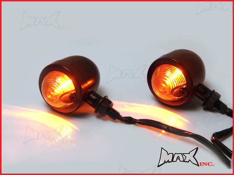 Matte Black Metal Classic Bullet Turn Signals / Indicators - Smoked Lense - Bulb Type