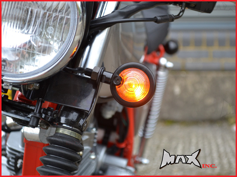 Matte Black Metal Classic Bullet Turn Signals / Indicators - Smoked Lense - Bulb Type