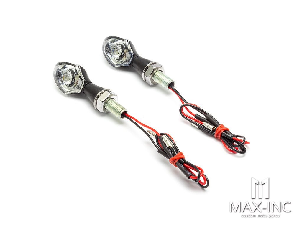 Black Alloy Micro Cyclops LED Turn Signals / Indicators - Small & Bright