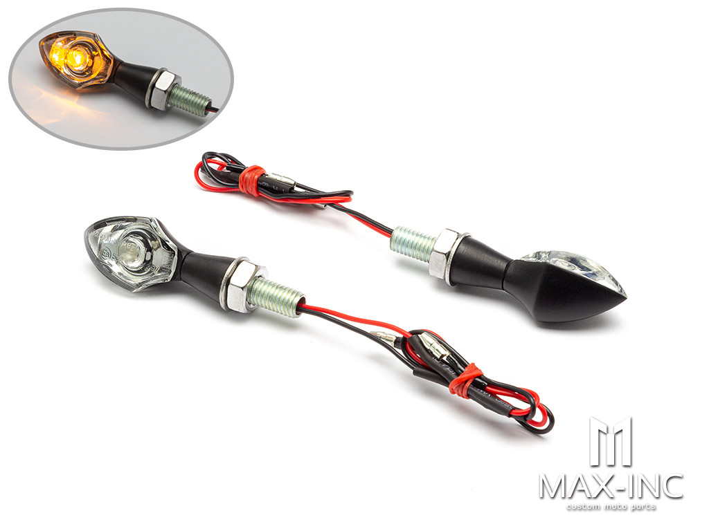 Black Alloy Micro Cyclops LED Turn Signals / Indicators - Small & Bright