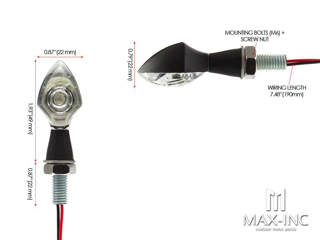 Black Alloy Micro Cyclops LED Turn Signals / Indicators - Small & Bright