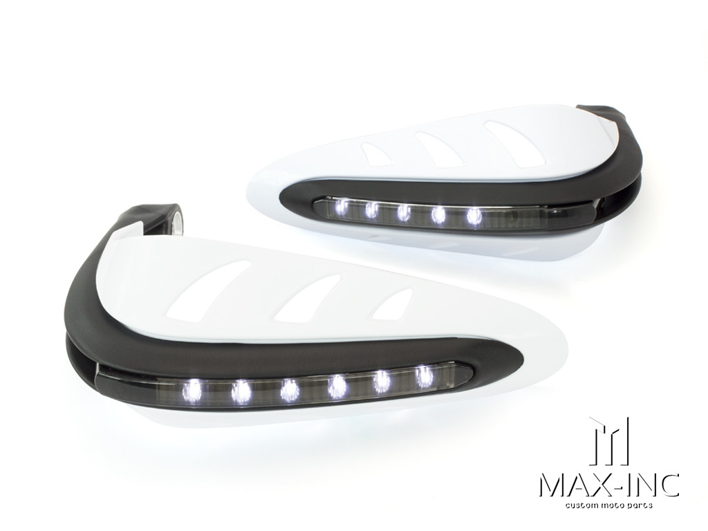 WHITE Universal Hand Guards with Integrated LED Daytime Running Lights