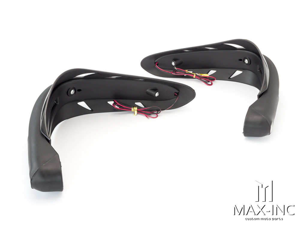 BLACK Universal Hand Guards with Integrated Amber LED Turn Signals