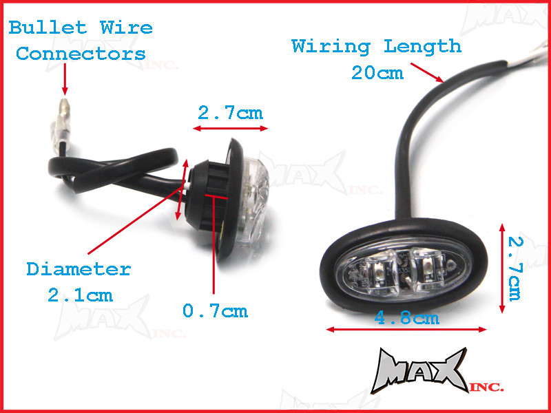 WHITE 12v Oval Flush Mount LED Mini Marker Lights