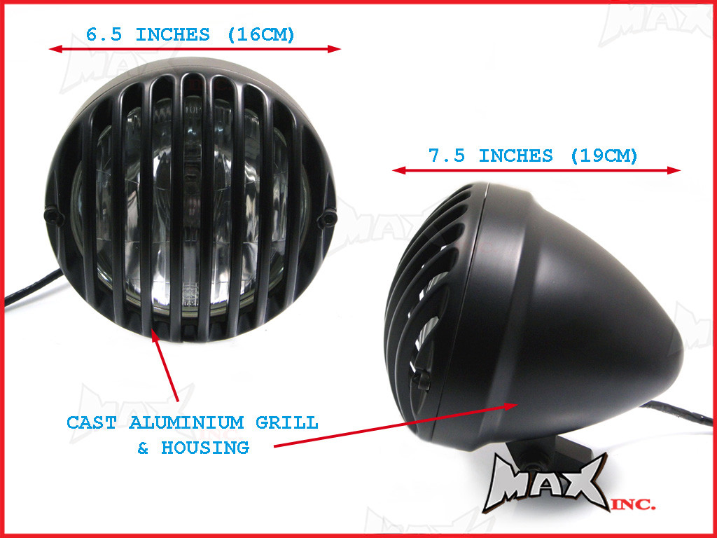 6.5 INCH Matte Black Universal Aluminium Prison Bar Headlight
