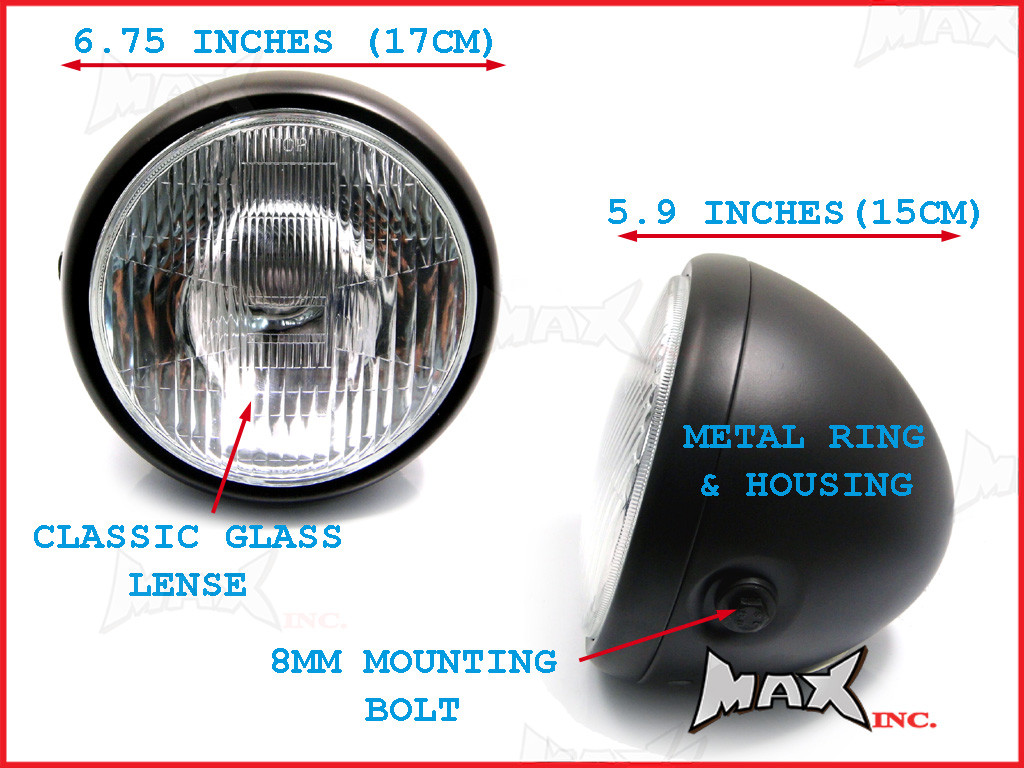 6.75 INCH Matte Black Universal Metal Classic Headlight