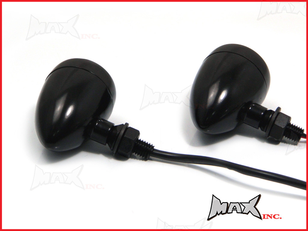 Black Alloy Classic LED Turn Signals / Indicators - Smoked Lense