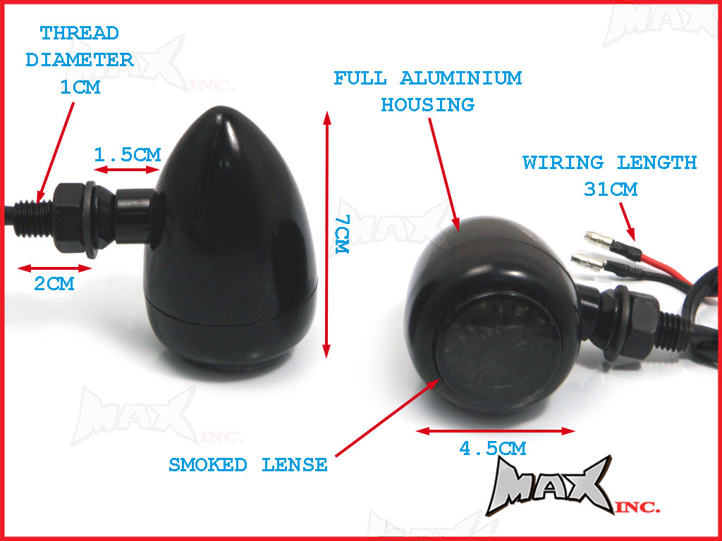 Black Alloy Classic LED Turn Signals / Indicators - Smoked Lense