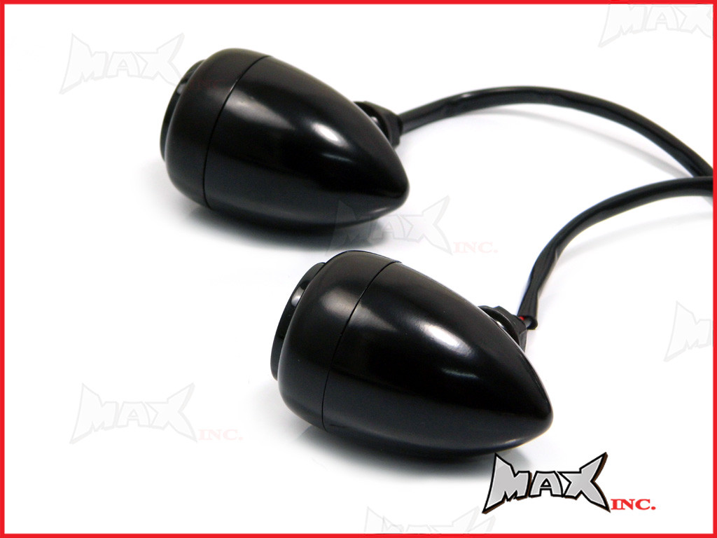 Black Alloy Classic LED Turn Signals / Indicators - Smoked Lense