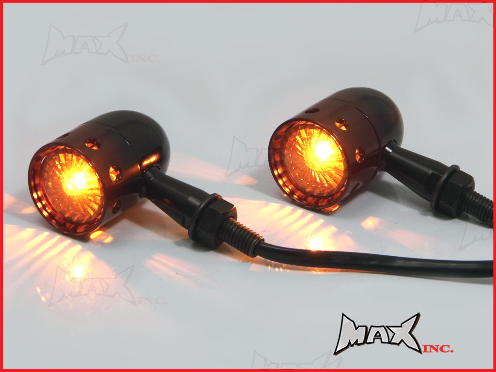 Black Alloy Custom Turn Signals / Indicators - Smoked Lense - Bulb Type