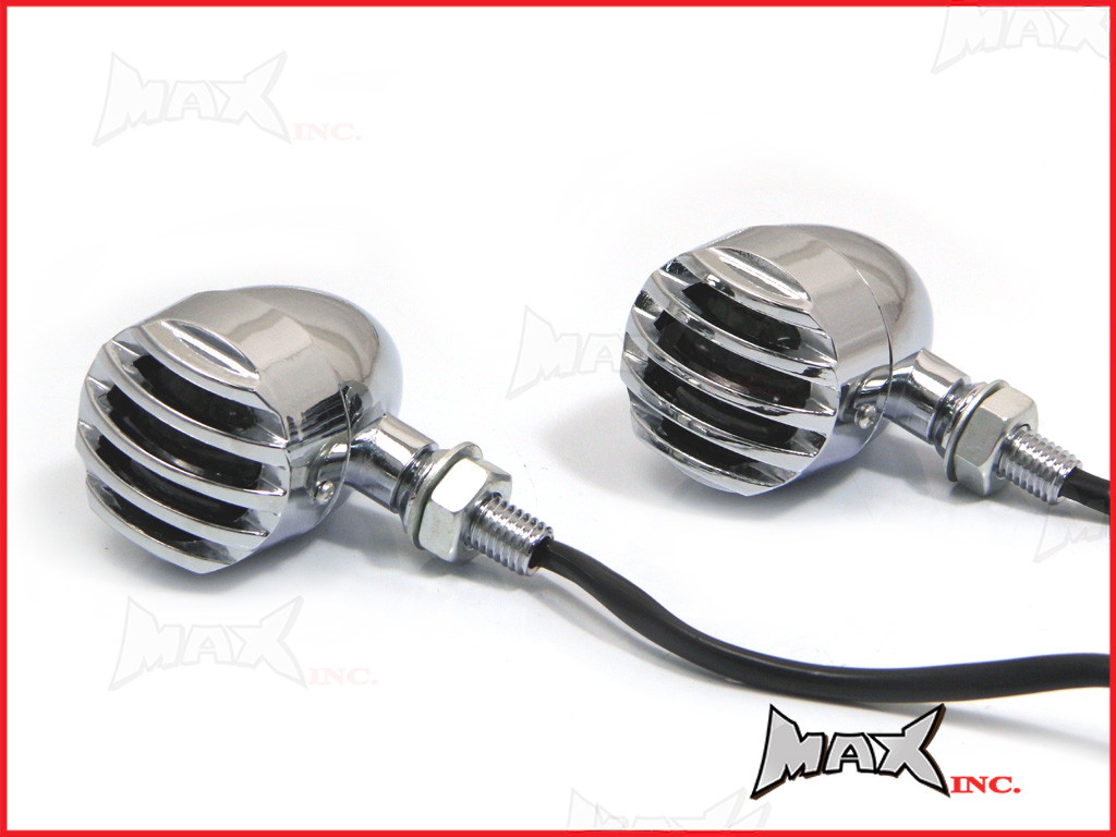Chrome Aluminium Prison Bar LED Turn Signals / Indicators - Smoked Lense