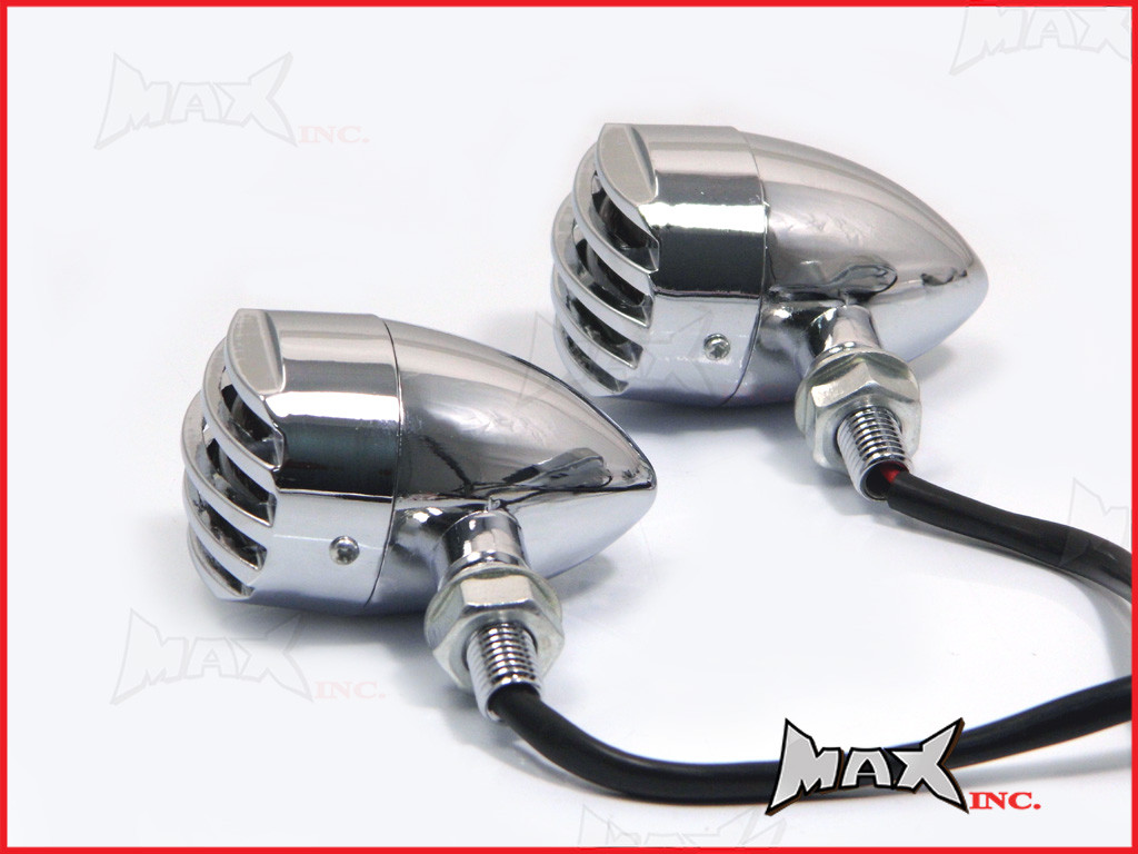 Chrome Aluminium Prison Bar LED Turn Signals / Indicators - Smoked Lense