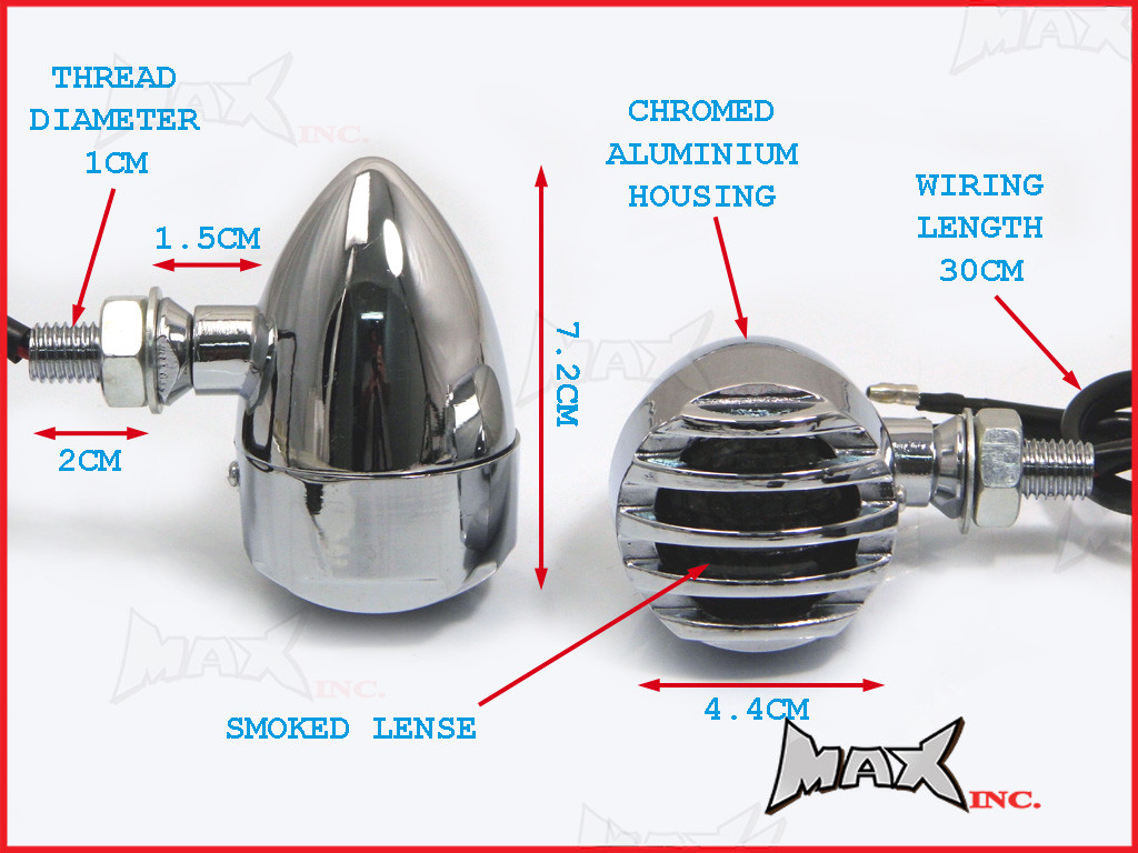 Chrome Aluminium Prison Bar LED Turn Signals / Indicators - Smoked Lense