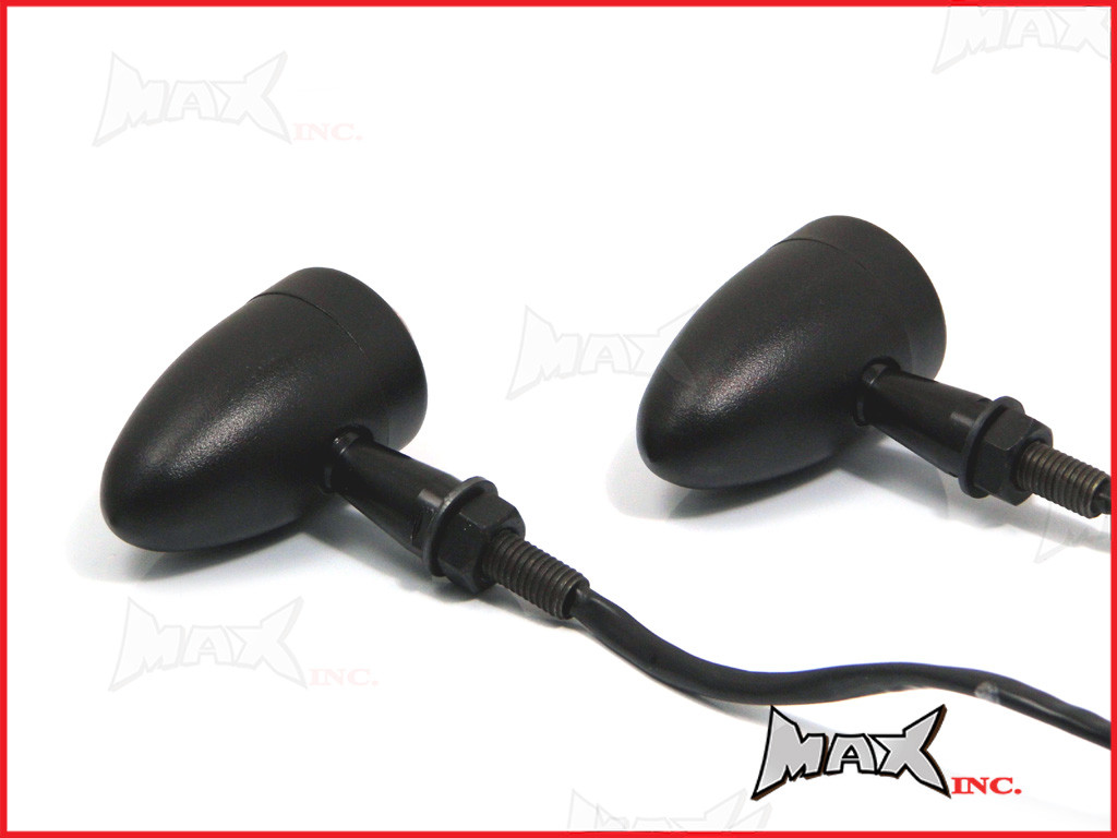 Black Aluminium Torpedo LED Turn Signals / Indicators - Orange Lense