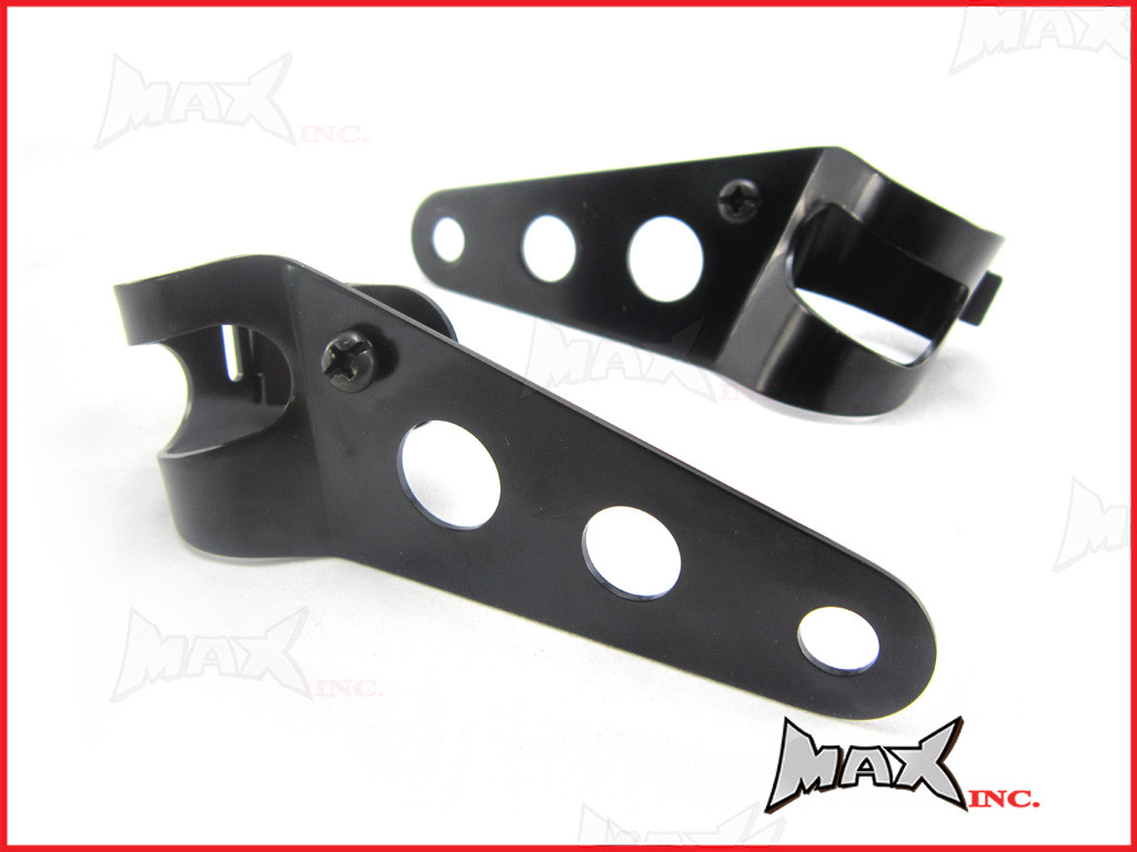 Black Adjustable Universal Headlight Brackets - Fits 32mm-40mm