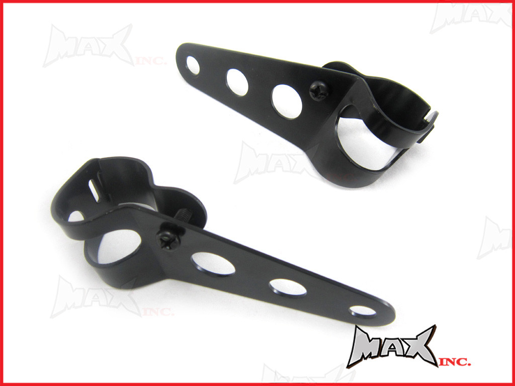 Black Adjustable Universal Headlight Brackets - Fits 32mm-40mm