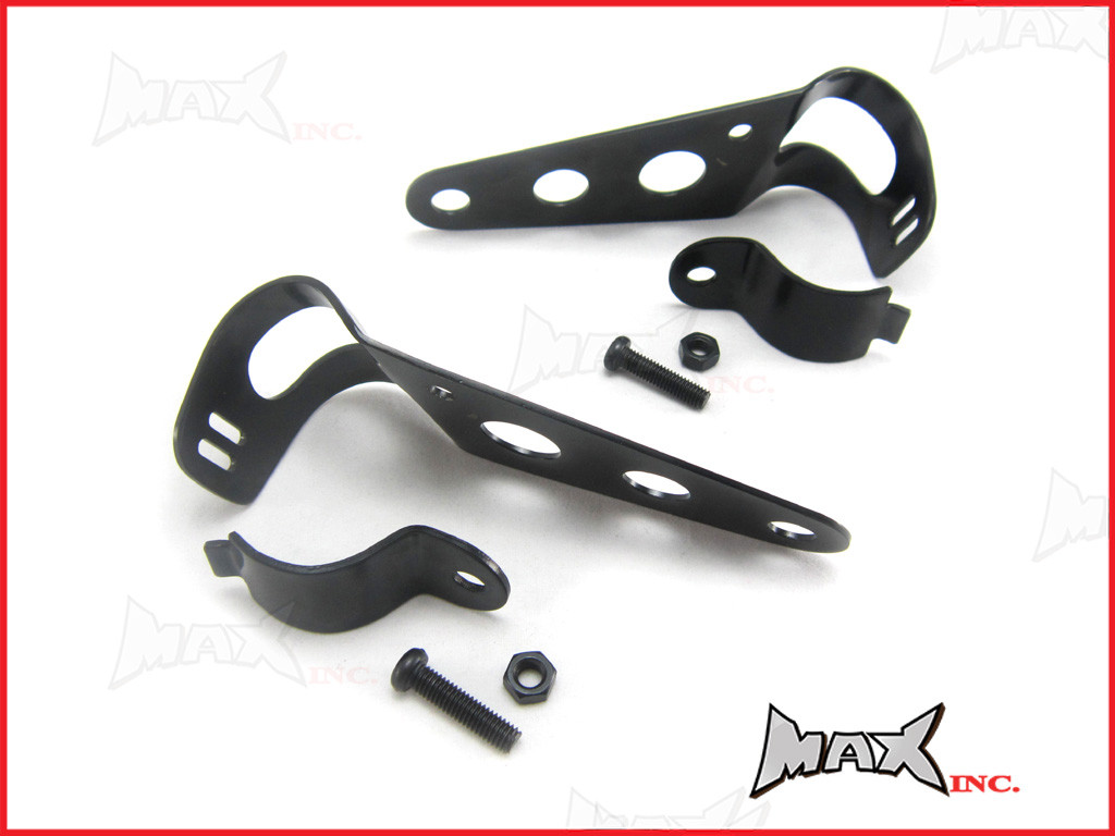 Black Adjustable Universal Headlight Brackets - Fits 32mm-40mm