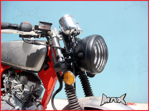 6.75 INCH Matte Black Prison Bar Grill Metal Headlight - H4 / 55w Halogen Bulb