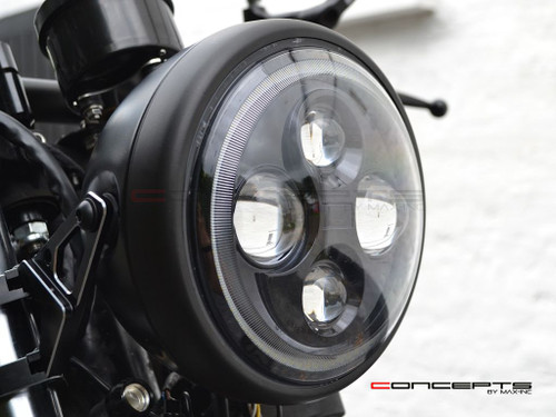 7.7 INCH High Quality Quad Projector LED Matte Black Metal Headlight + White Halo