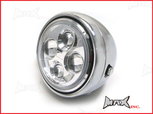 7.7 INCH High Quality Quad Projector LED Chrome Metal Headlight