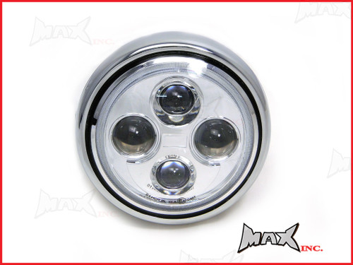 7.7 INCH High Quality Quad Projector LED Chrome Metal Headlight