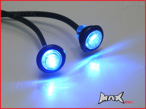  BLUE 12v Round Flush Mount LED Mini Marker Lights