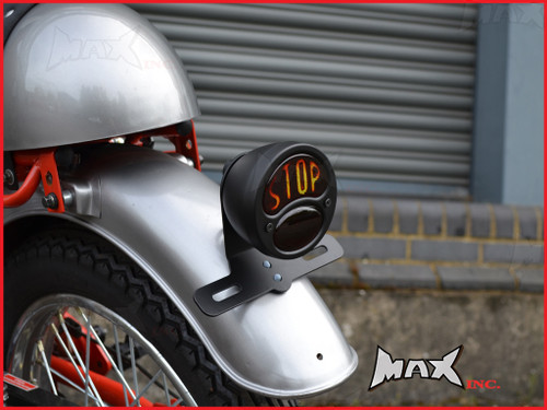 Black Vintage "STOP" Universal Stop / Tail Light - Bulb Type